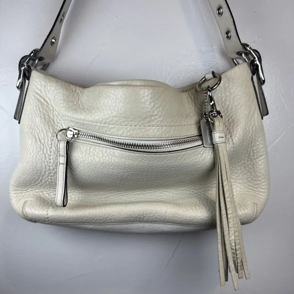 Coach East West Legacy Duffle Hobo Shoulder Bag Bone Pebble